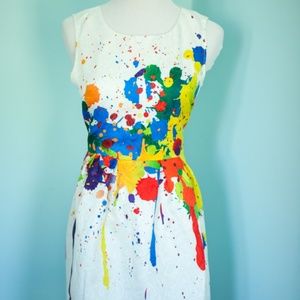 Paint Splatter Sleeveless Skater Dress